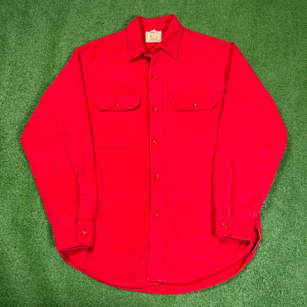 Vintage Herter’s Hudson Bay Red Button Up Chamois Shirt USA Hunting Workwear